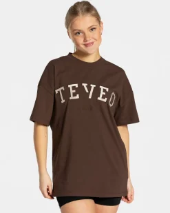 TEVEO T-Shirts*College Oversized T-Shirt "Dunkelbraun"