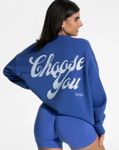TEVEO Hoodies & Jackets*Pure Oversized Sweater "Royalblau"