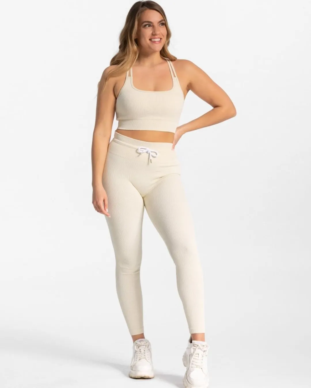 TEVEO Leggings & Pants*Ribbed Leggings "Ivory"