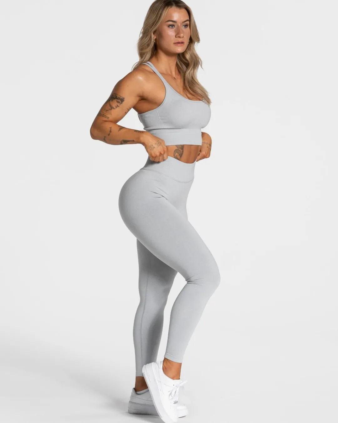 TEVEO Leggings & Pants*Statement Scrunch Leggings "Hellgrau"