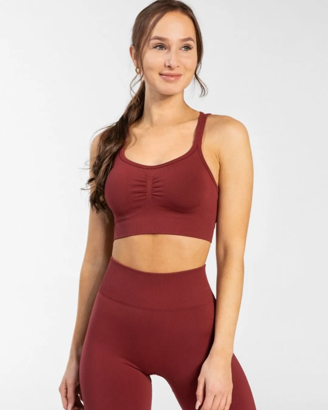TEVEO Sports Bras*Timeless Scrunch Bh "Weinrot"