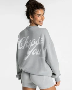 TEVEO Hoodies & Jackets*Acid Oversized Sweater "Hellgrau"
