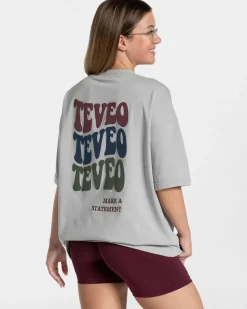 TEVEO T-Shirts*Candy Oversized T-Shirt "Hellgrau"
