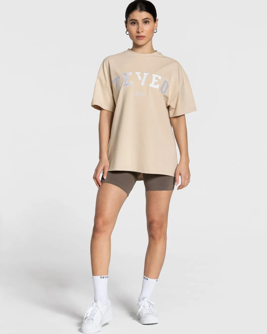 TEVEO T-Shirts*College Oversized T-Shirt "Beige"