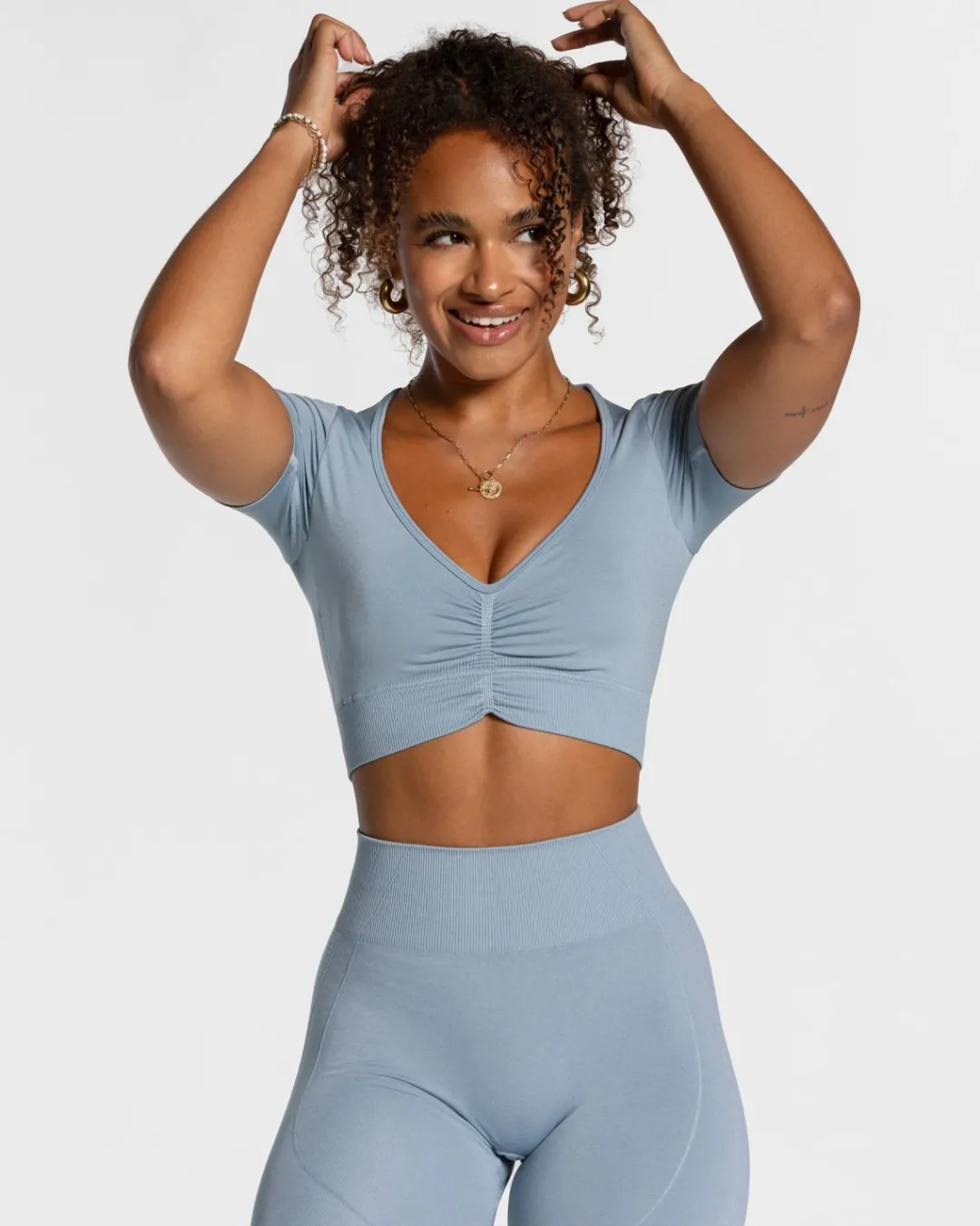 TEVEO Tops*Focus Crop Top "Stahlblau"