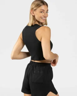 TEVEO Tops*Lounge Crop Top "Schwarz"