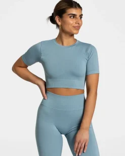 TEVEO Tops*Sensation Crop Top "Stahlblau"