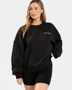 TEVEO Hoodies & Jackets*Signature Oversized Sweater "Schwarz"