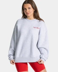 TEVEO Hoodies & Jackets*Signature Oversized Sweater "Hellgrau"