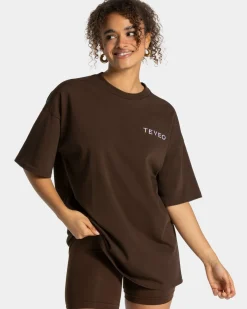 TEVEO T-Shirts*Signature Oversized T-Shirt "Dunkelbraun"