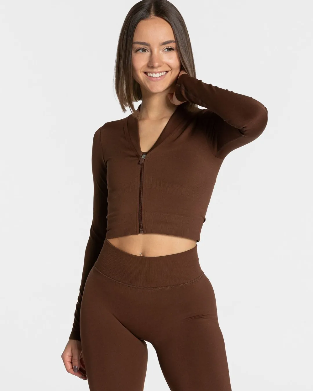 TEVEO Longsleeves*Statement Zip Jacke "Kaffee"